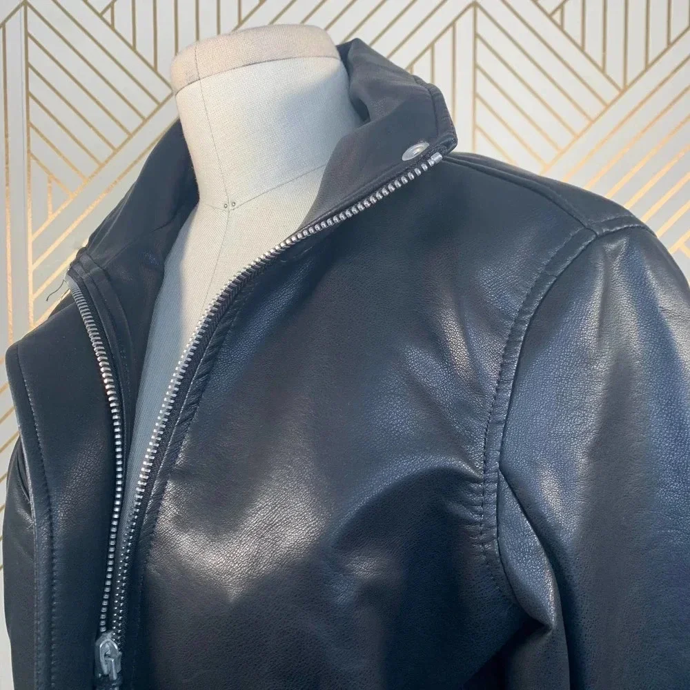 BLANKNYC Faux Leather Full Zip Moto‎ Jacket Black